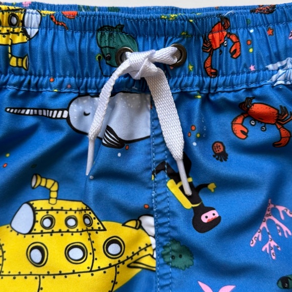 Hanna Andersson Blue Underwater Adventure Yellow Submarine Swim Shorts - Size 5 - Picture 2 of 9